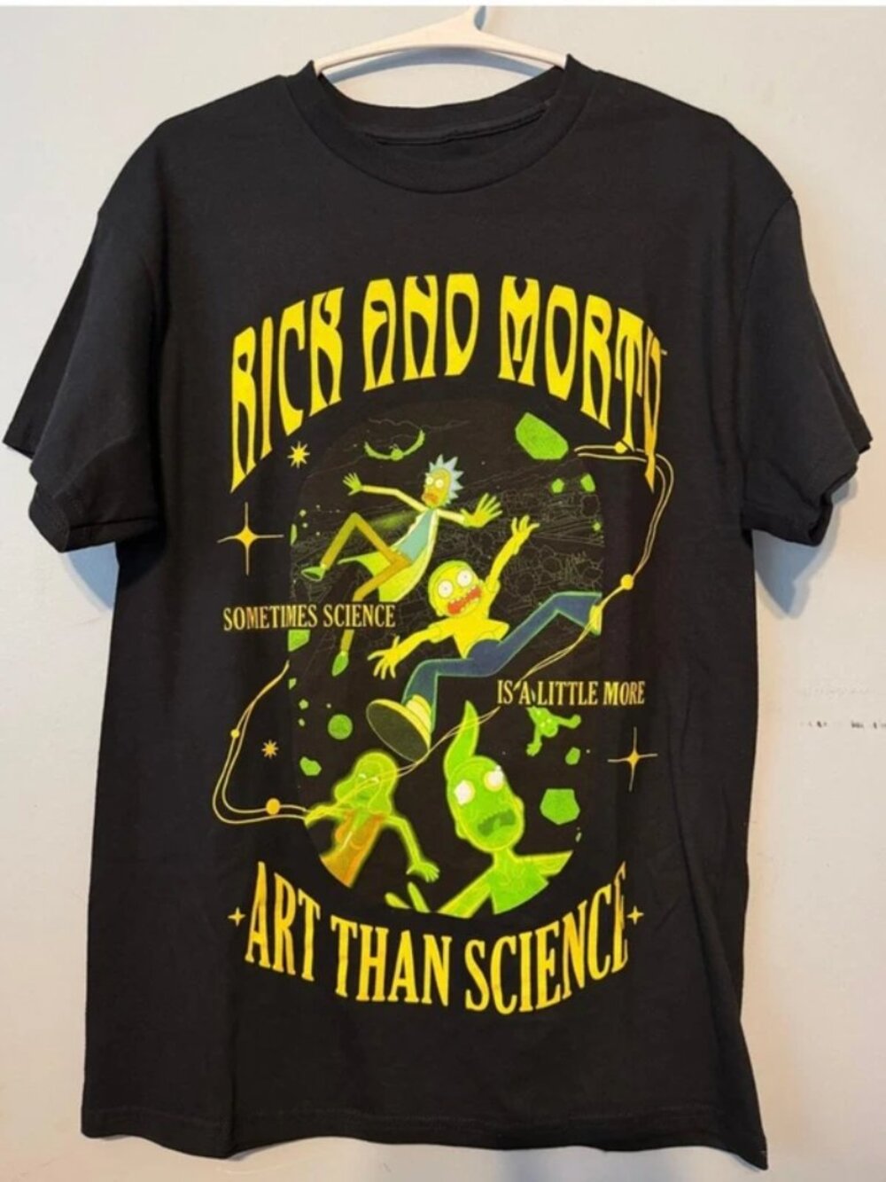 Rick and Morty Black Graphic Tee Adult M 100% Cotton